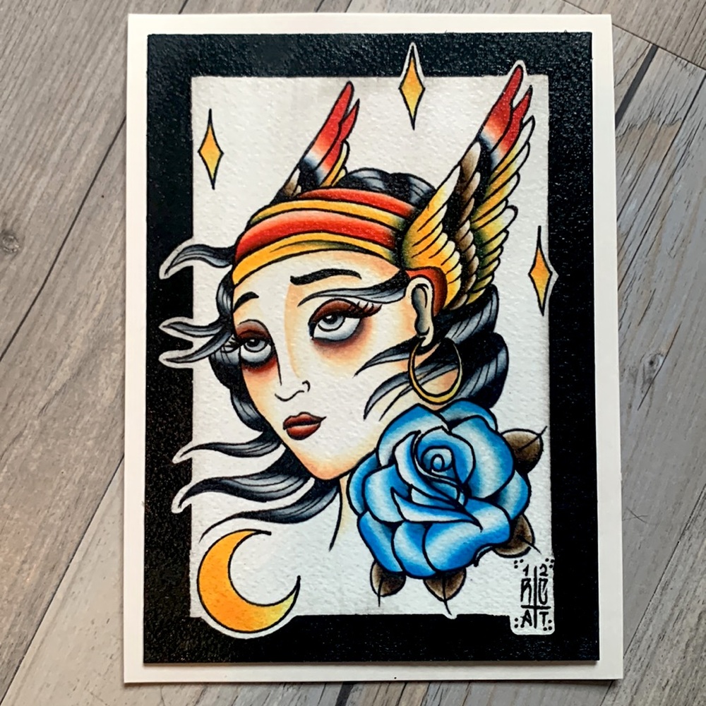 ORIGINAL PAINTING Tattoo Neo Traditional Artwork Design